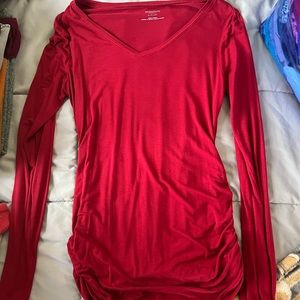 Motherhood side pinched pink/red long sleeve shirt. Size small